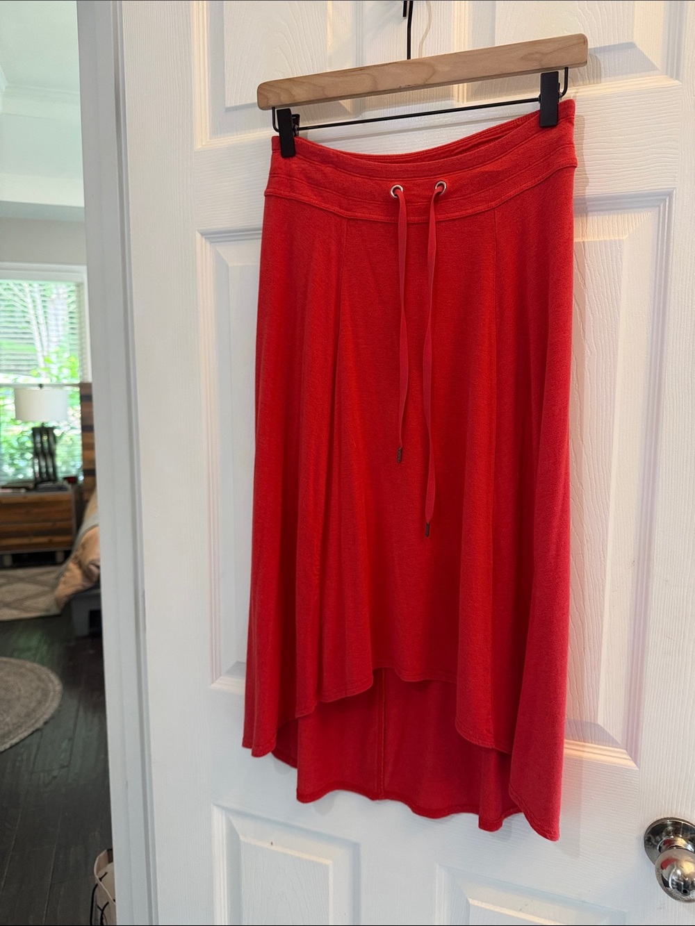 Athleta Red High-Low Knit Drawstring Skirt